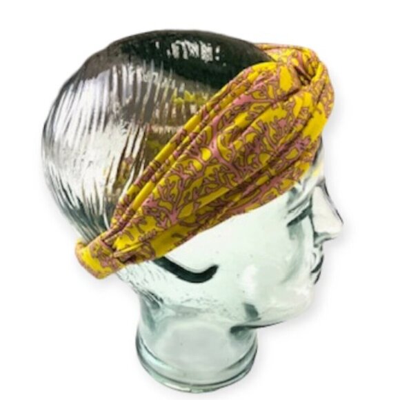 ZARA Bohemian Yellow Pink S/M Elastic Head Wrap - Picture 7 of 9